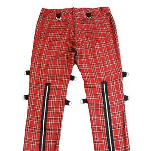 Red Tartan Punk Bondage Zipper Pants Seditionaries style
